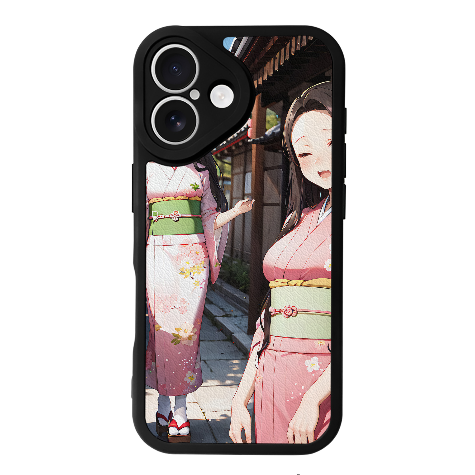 （画像用） 鬼滅の刃（きめつのやいば）竈門 禰󠄀豆子／かまど ねずこ Kamado Nezuko 【iPhone 16シリーズ対応】シリコンスマホケース（レザー調） 材質：シリコン